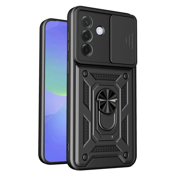 Samsung Galaxy A27 5G Case with Slide Camera Lid & Kickstand - Black