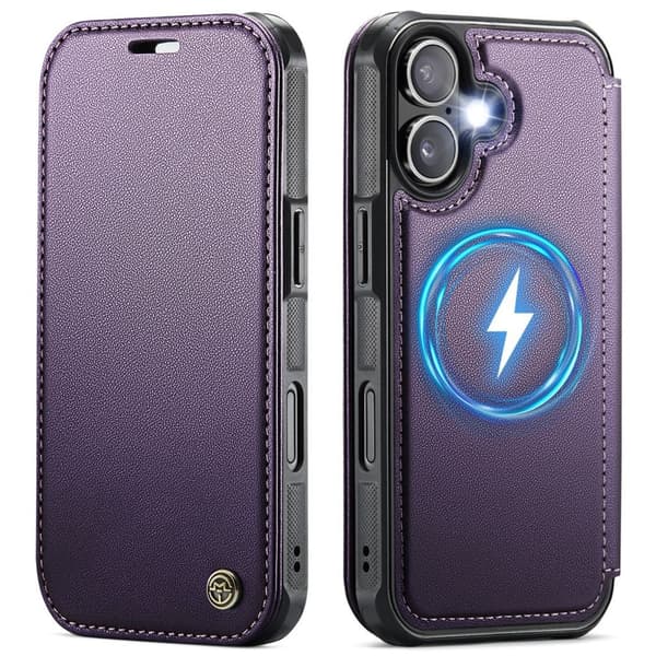 CASEME 053 iPhone 16 Wallet Cover MagSafe RFID blocking - Purple