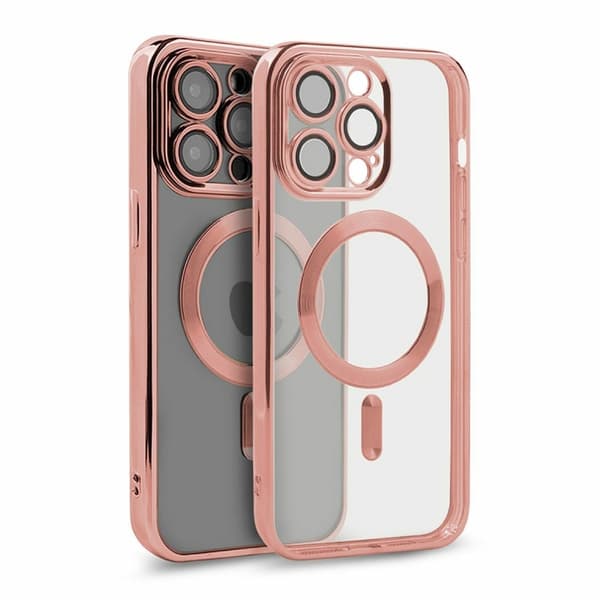 Luxury Electroplate Magsafe Wireless Charge Phone Case For Iphone 15 Pro Pink