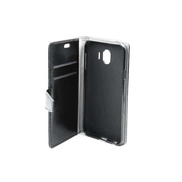 Samsung J4 Plånboksfodral Läder med Stativ - Svart