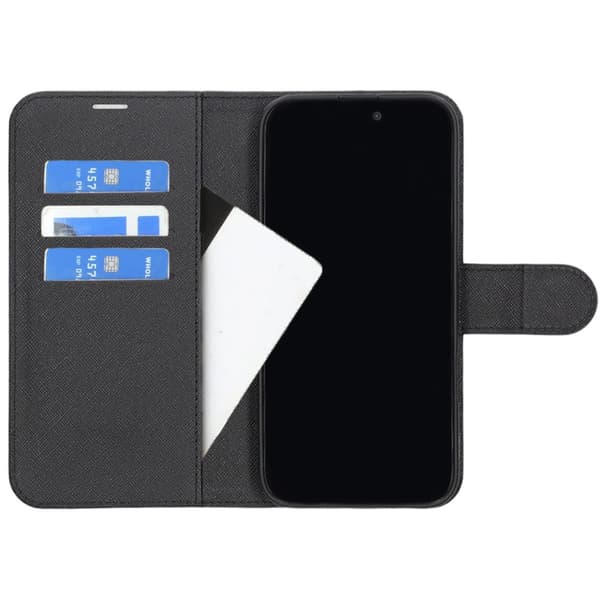 iPhone 16 Plus Wallet Case with Stand - Black