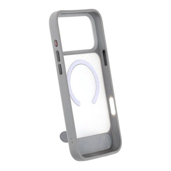 Black Feather Inclined Bracket Magnetic Case - iPhone 17 Pro Max Gray