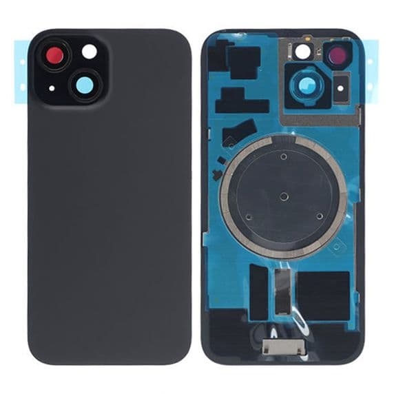 iPhone 15 Plus Baksida Glas med Magsafe Magnet med tejp - Svart Svart