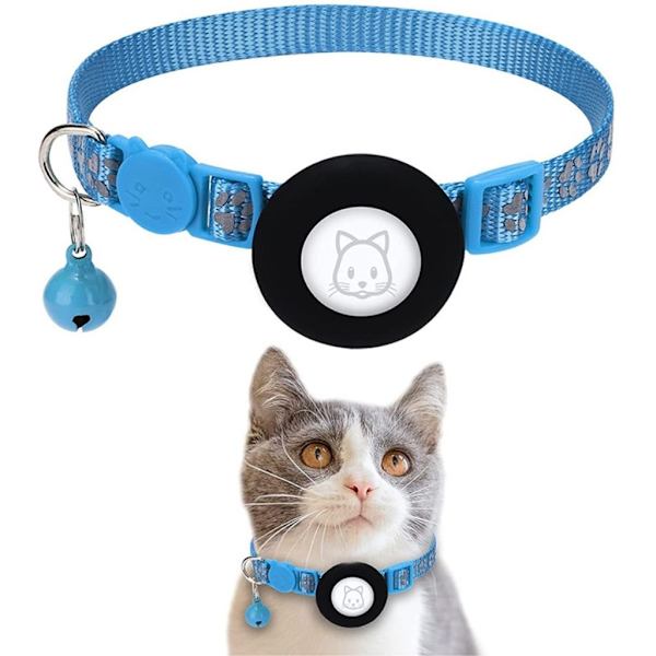 AirTag cat collar with bell - Light blue