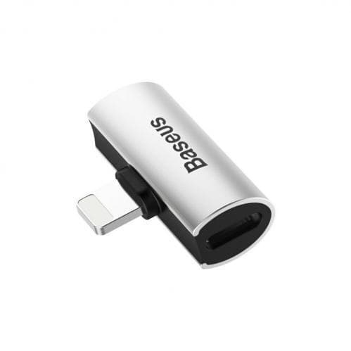Baseus L46 Adapter Lightning till Dual Lightning, Ladda & Lyssna - Silver Svart