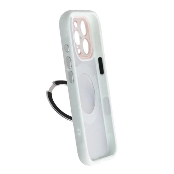 Clear Glow 360°Rotating MagSafe Stand Case For iPhone 16 Pro White