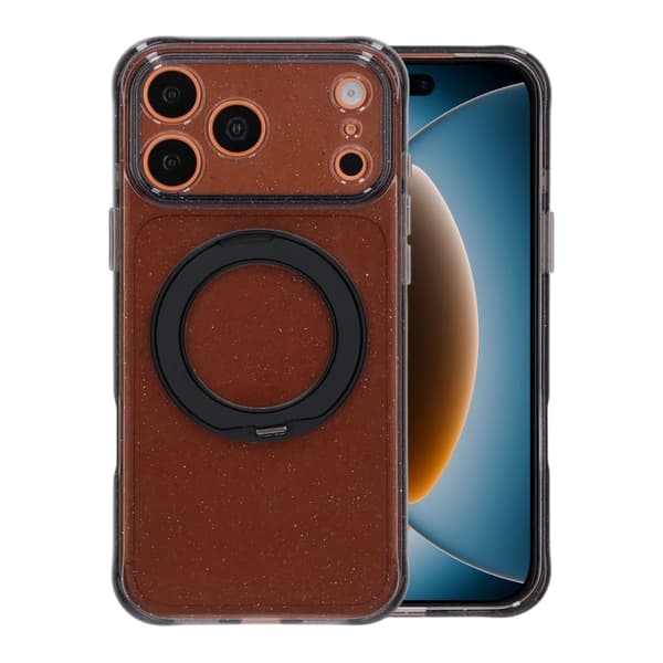 Magic Crystal Airbag Shockproof Magnetic Case with 360° Rotating Stand For iPhone 17 Pro/18 Pro Black