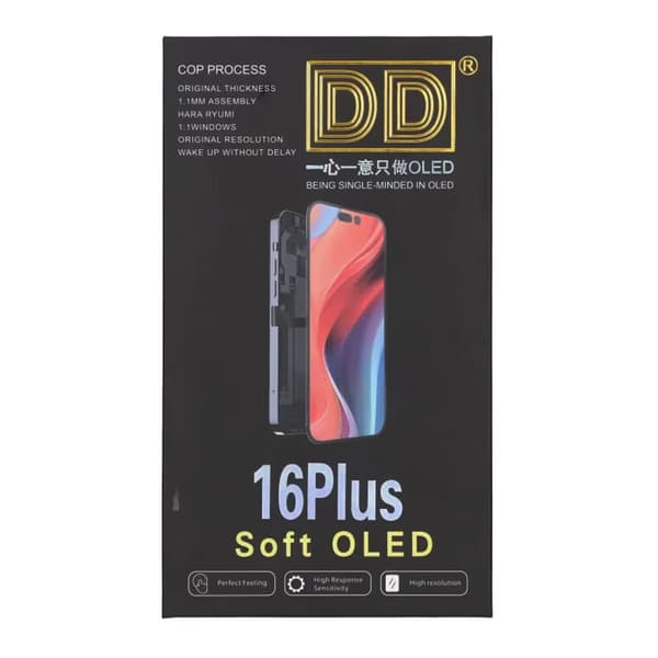 Soft OLED Skärm till iPhone 16 Plus - DD Diagnostic Pass