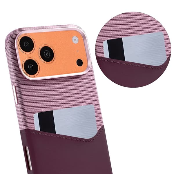 Magnetiskt Mobilskal med Läder Korthållare till iPhone 17 Pro Max och 18 Pro Max - Lila