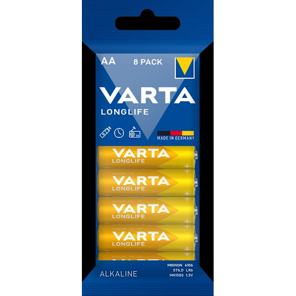 VARTA Longlife Alkaline AA battery LR06, 8-pack