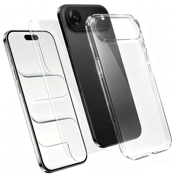 iPhone 17 Air TPU Case & Aluminium-silicon Glass Screen Protector - Transparent