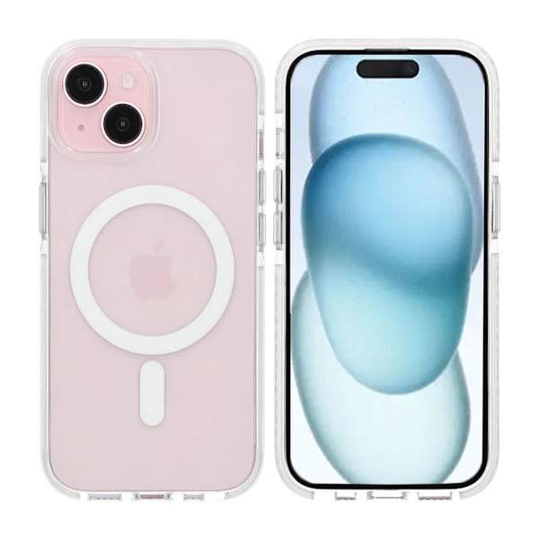Transparent double-sided coated IMD magnetism case For iPhone 15 white