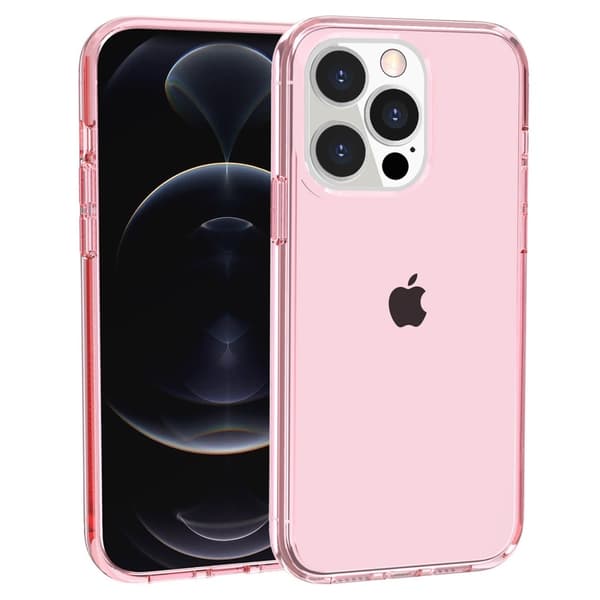 Hard PC + Soft TPU Case For iPhone 14 Pro Max - Transparent Pink