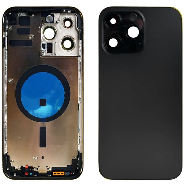 iPhone 14 Pro Max Complete Back Cover with Frame (No Logo) - Black