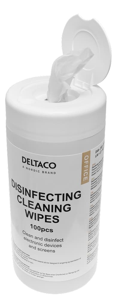 Deltaco OFFICE Antibacterial Cleaning Wipes for Screen, 100pcs