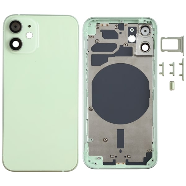 iPhone 12 Mini Complete Back Cover with Frame (No Logo) - Green