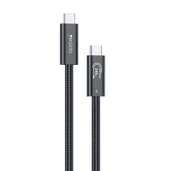 YESIDO CA211 Thunderbolt 5 USB-C to USB-C cable 240W, 1m – Black