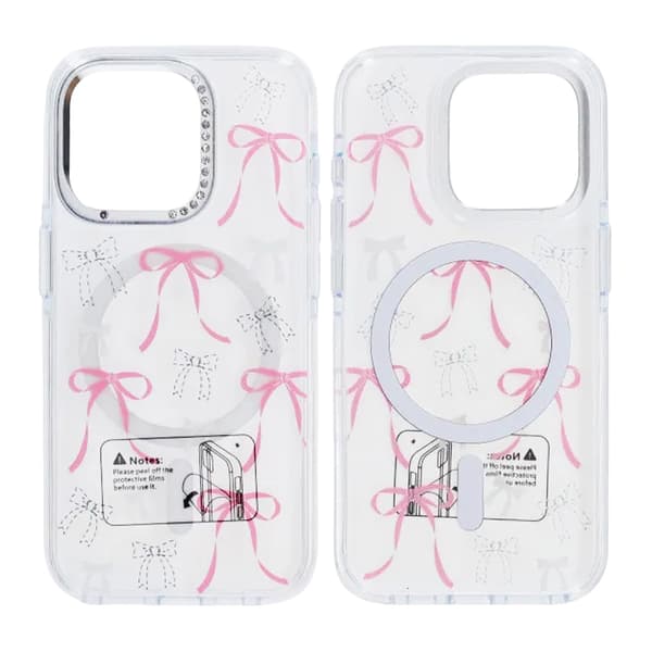 Sparkling Rhinestone Magnetic Case For iPhone 15 Pro Butterfly Pink