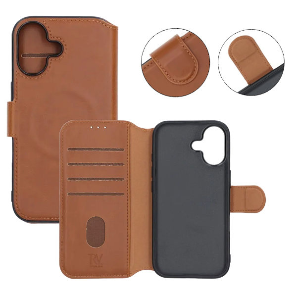 Rvelon Wallet Case for iPhone 17 - Brown