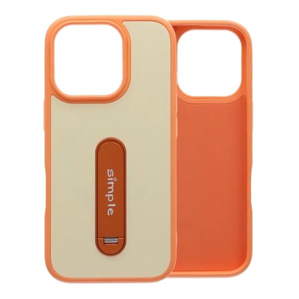 Skal med utfällbart roterande stativ för iPhone 16 Pro Max - Orange