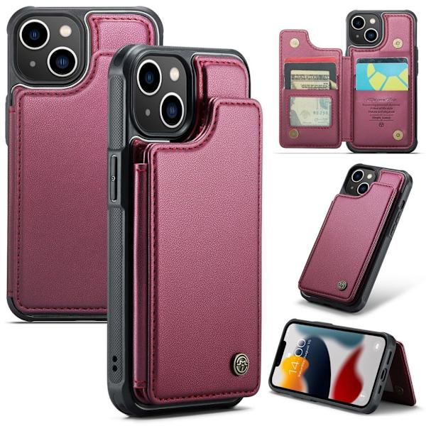 CASEME C22 iPhone 13 Wallet Case RFID Blocking - Red
