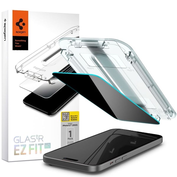 Spigen Glas.tR EZ Fit Privacy Screen Protector for iPhone 15 Plus - Transparent