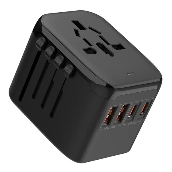 SiGN Universal Reseadapter med USB-portar, 20W - Svart Svart
