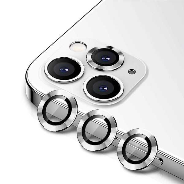 iPhone 12 Pro Linsskydd med Metallram - Vit (3-pack)