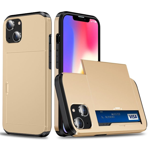 IPhone 15 case with a card holder - Gold