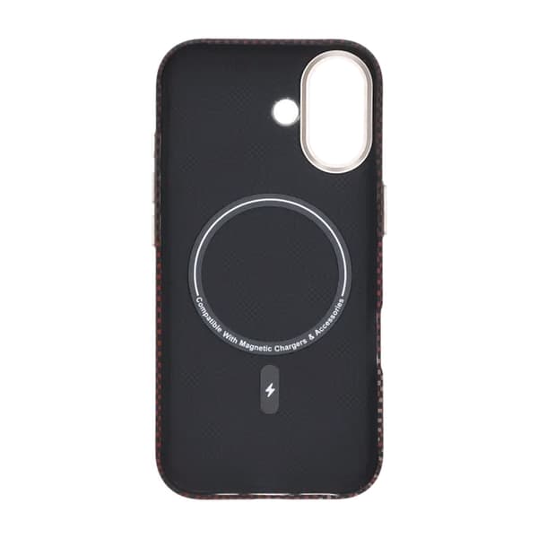 Aramid Fiber Phone Case for iPhone 17 - Red with Grid
