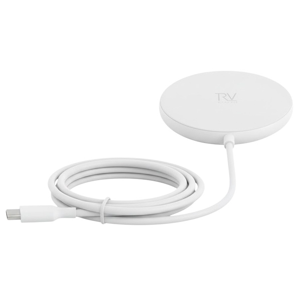 Rvelon QI2 15W Foldable Wireless Charger Stand with fixed USB-C Cable WHITE