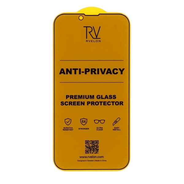 Rvelon Privacy Skärmskydd i Härdat Glas för iPhone 13/13 Pro/14/16e - Bulk