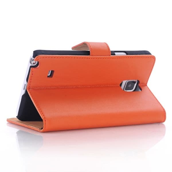 Samsung Galaxy Note 4 Flip Läder Plånboksfodral - Orange Svart