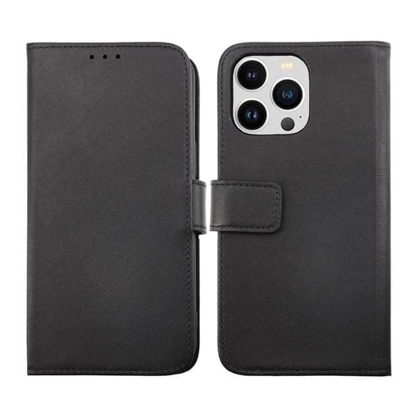 iPhone 14 Pro Plånboksfodral Läder Rvelon - Svart