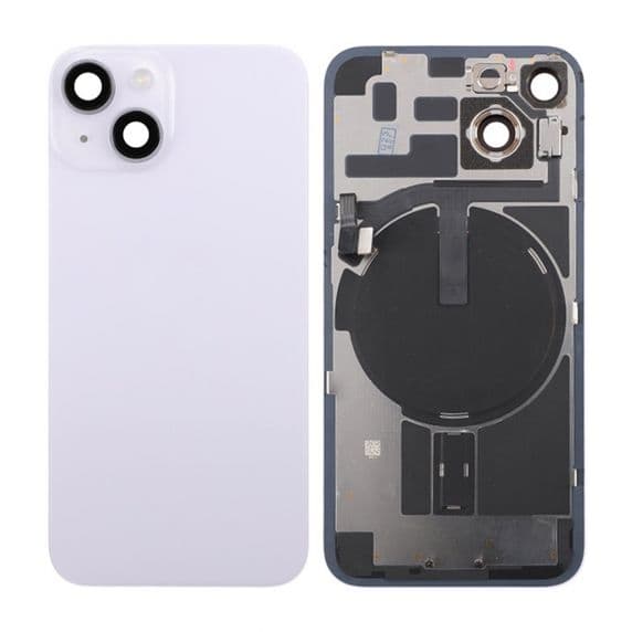 iPhone 14 Baksida Glas med lins samt tejp - Lila Svart