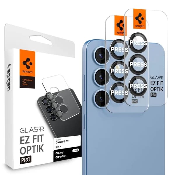 Spigen Samsung Galaxy S25 Plus Glas.tR EZ Fit Optik Pro HD Lens protector, 2-pack
