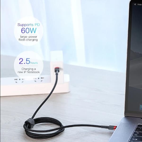 Baseus Cafule USB-C till USB-C, QC 3.0, USB-C PD, 3A 2 m - Röd Svart
