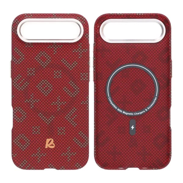 Aramid fiber mobile phone case for iPhone Air - Red with text