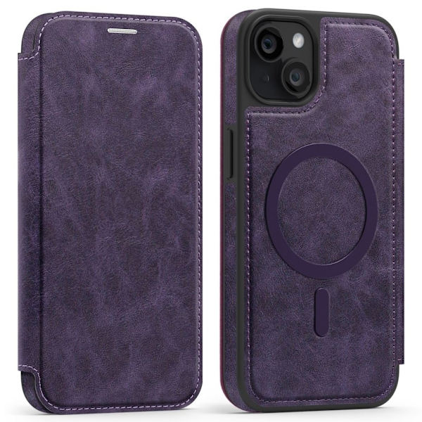 iPhone 14 Plus Wallet Cover MagSafe/RFID Blocking - Dark Purple