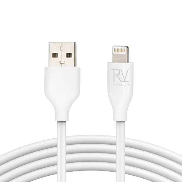 Rvelon iPhone-kabe USB A till Lightning MFi Silikon 1M Vit