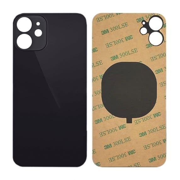 iPhone 12 Mini Baksida Glas med Självhäftande tejp - Svart Svart