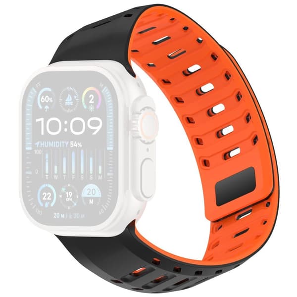 Apple Watch 49/46/44/42mm Silicone Watch Strap Magnetic Closure - Black/Orange