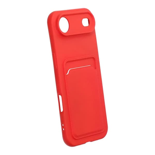 Silicone Mobile Case with Card Holder for iPhone 17 Air - Red
