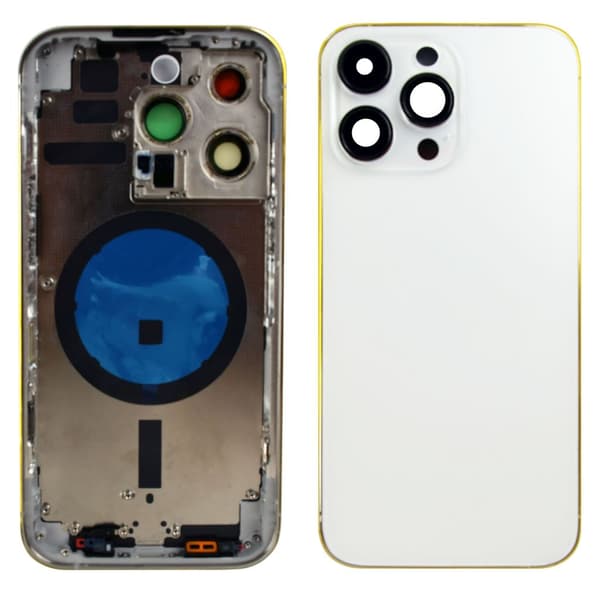 iPhone 14 Pro Max Complete Back Cover with Frame (No Logo) - Silver