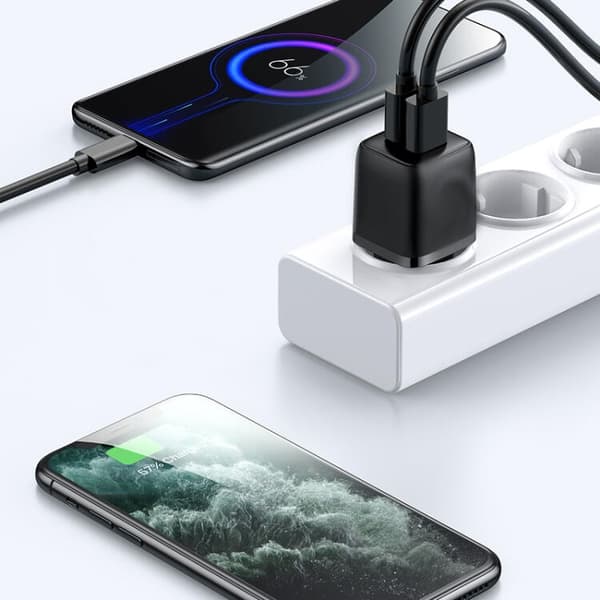 SiGN Mini Snabbladdare Dual USB, 2.4A - Vit Svart