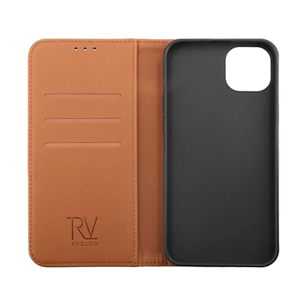 iPhone 14 Pro Plånboksfodral Extra Kortfack Rvelon - Brun