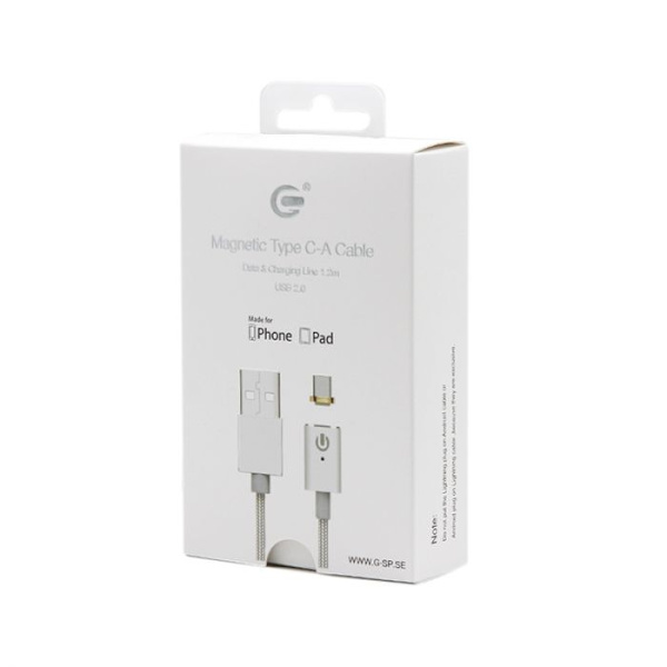 MFi Apple Certifierad Magnetic iPhone & iPad Lightning Till USB Kabel - Silver Silver