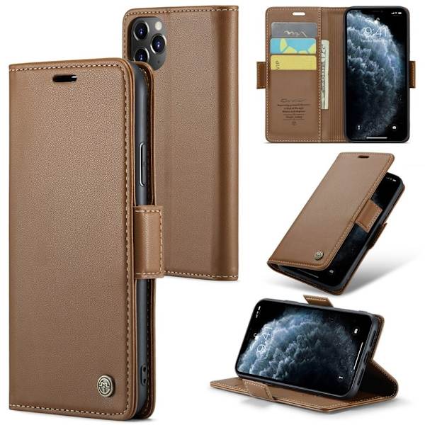 CASEME iPhone 11 Pro Max RFID Blocking Wallet Cover – Brown