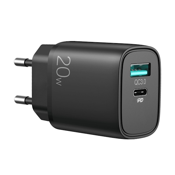 SiGN Snabbladdare USB & USB-C, PD & Q.C3.0, 3.5A, 20W - Svart