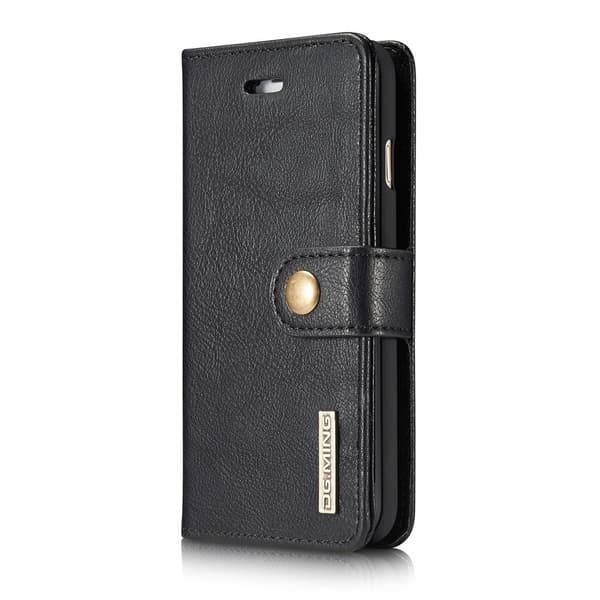 DG.MING iPhone 7/8/SE 2020/SE 2022 Faux Leather Wallet Case - Black